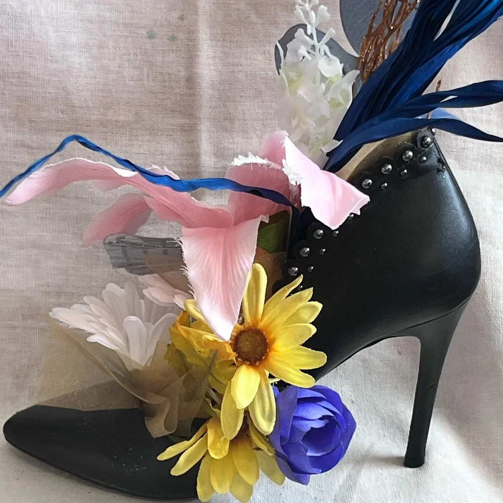 Runway For Hope Elegant Floral Shoe Arrangement with Pink and Blue Accents